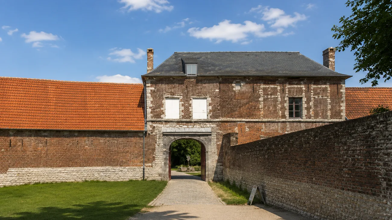 Arrivée de la navette et entrée de la ferme d’Hougoumont sur le champ de bataille de Waterloo
