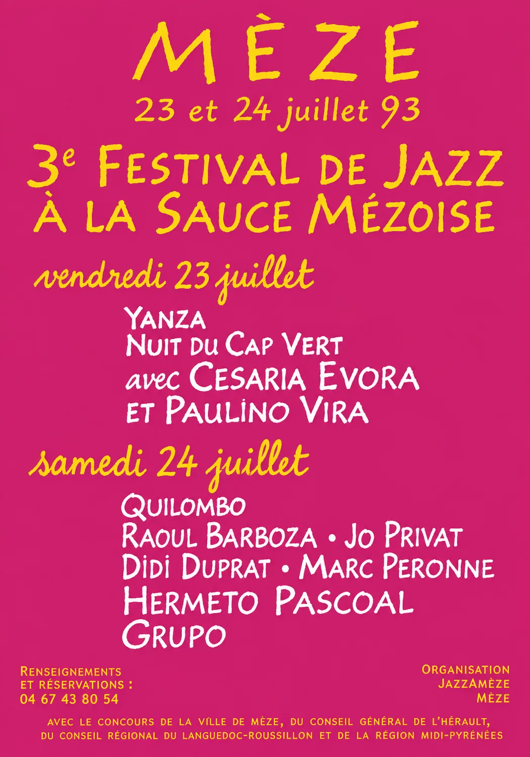Affiche Jazzamèze du Festival de Jazz à Mèze en 1993