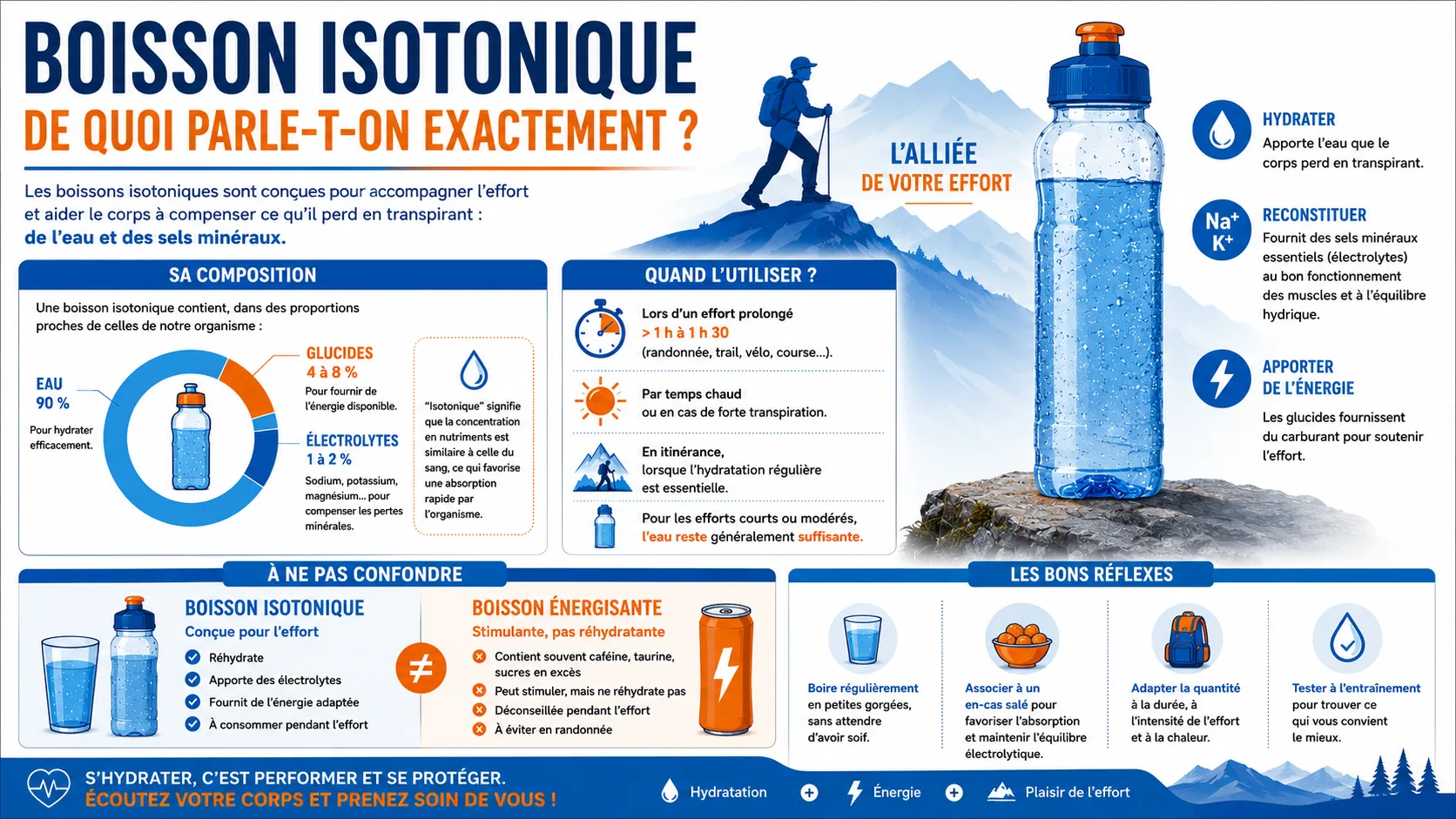 Composition d'une boisson isotonique : eau, glucides et sels minéraux