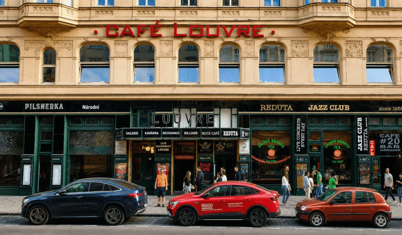 Façade du Café Louvre sur Národní à Prague