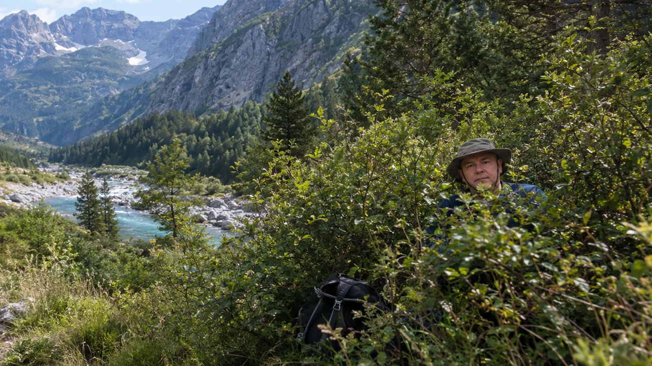 Randonneur à l'écart du sentier dans les Alpes albanaises