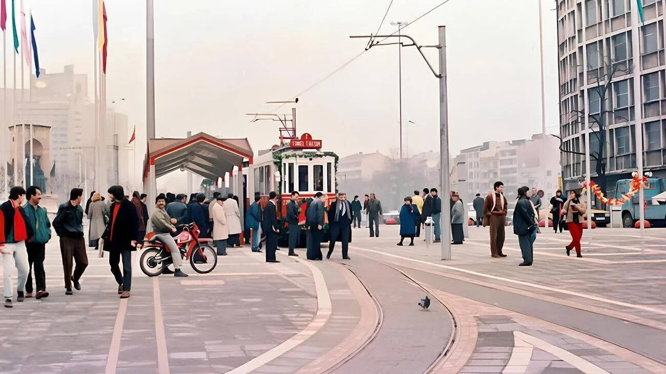 Taksim à Istanbul à la fin des années 1980. 