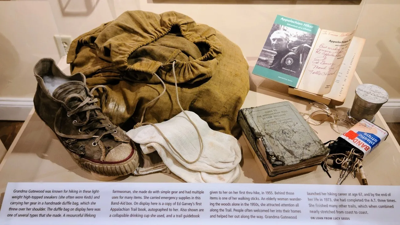 Le matériel de Grandma Gatewood lors de son premier Appalachian Trail (c) Appalachian Trail Museum