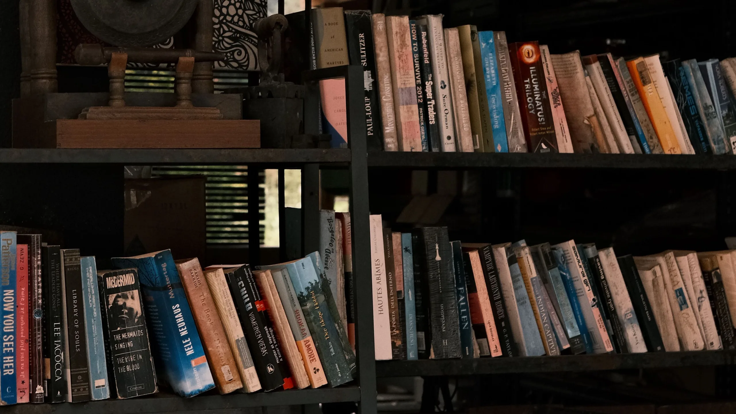 Livres laissés à disposition des voyageurs dans une auberge de jeunesse