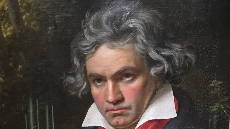 Partie d'un Portrait de Ludwig van Beethoven exposé à la Beethoven haus de à Bonn